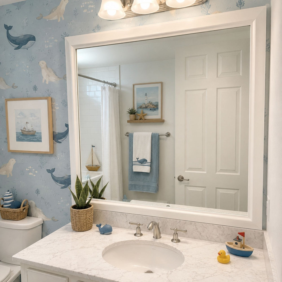 Mirror Frame Kit, Chelsea Classic White, MDF Construction for Bathroom Vanity Mirrors and Home Mirror Framing, 12 Size Options image 3