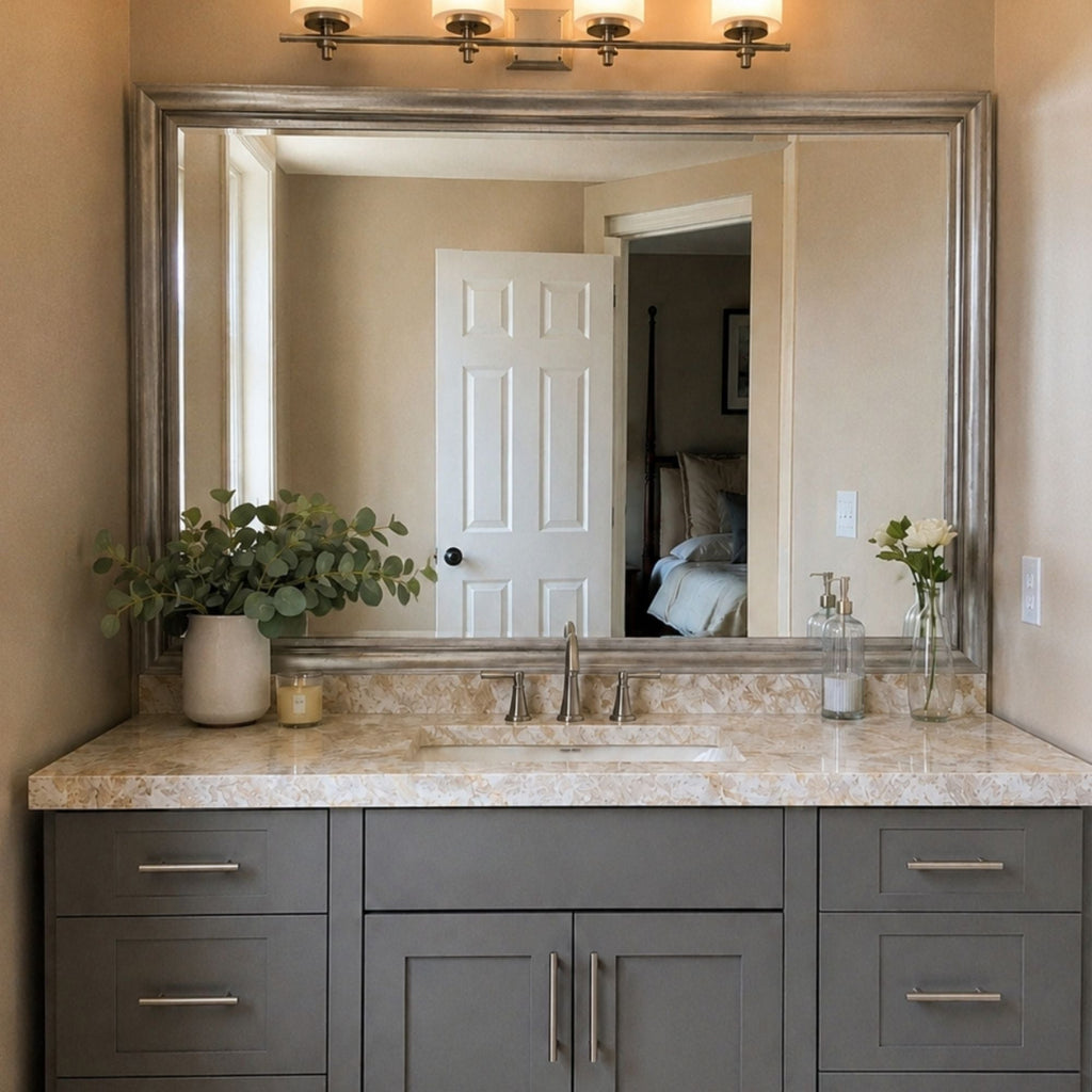 Mirror Frame Kit, Chelsea Silver Streak, MDF Construction for Existing Wall-Mounted Mirrors and Bathroom Refreshes, 12 Size Options image 3