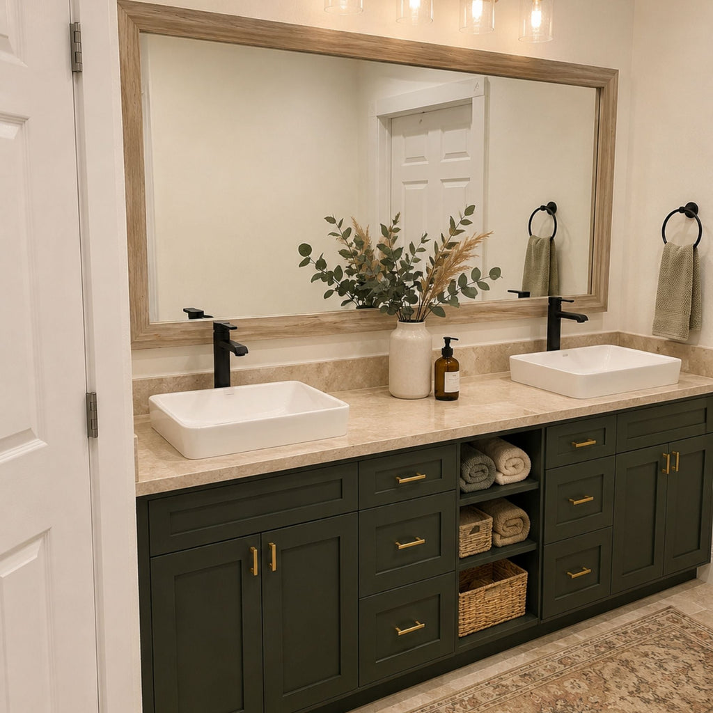 Mirror Frame Kit, Cherokee Montauk Sand, MDF Construction for Existing Wall-Mounted Mirrors and Bathroom Refreshes, 12 Size Options image 3