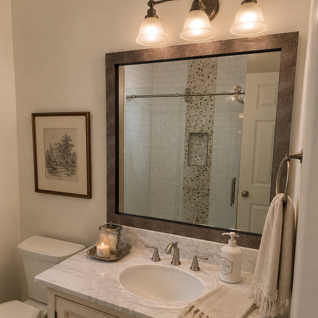 Mirror Frame Kit, French Quarter Crackled Silver, MDF Construction for Bathroom Vanity Mirrors and Home Mirror Framing, 12 Size Options image 3