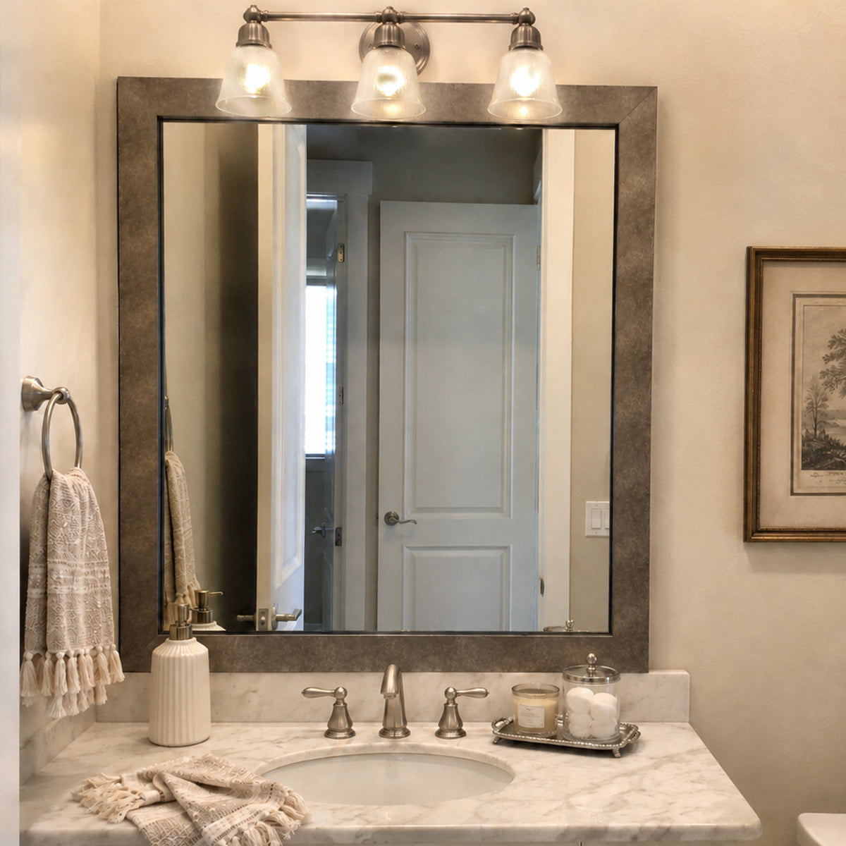 Mirror Frame Kit, French Quarter Crackled Silver, MDF Construction for Bathroom Vanity Mirrors and Home Mirror Framing, 12 Size Options image 5