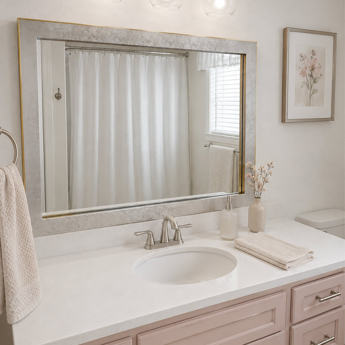 Mirror Frame Kit, French Quarter Vintage Platinum, MDF Construction for Existing Wall-Mounted Mirrors and Bathroom Refreshes image 6