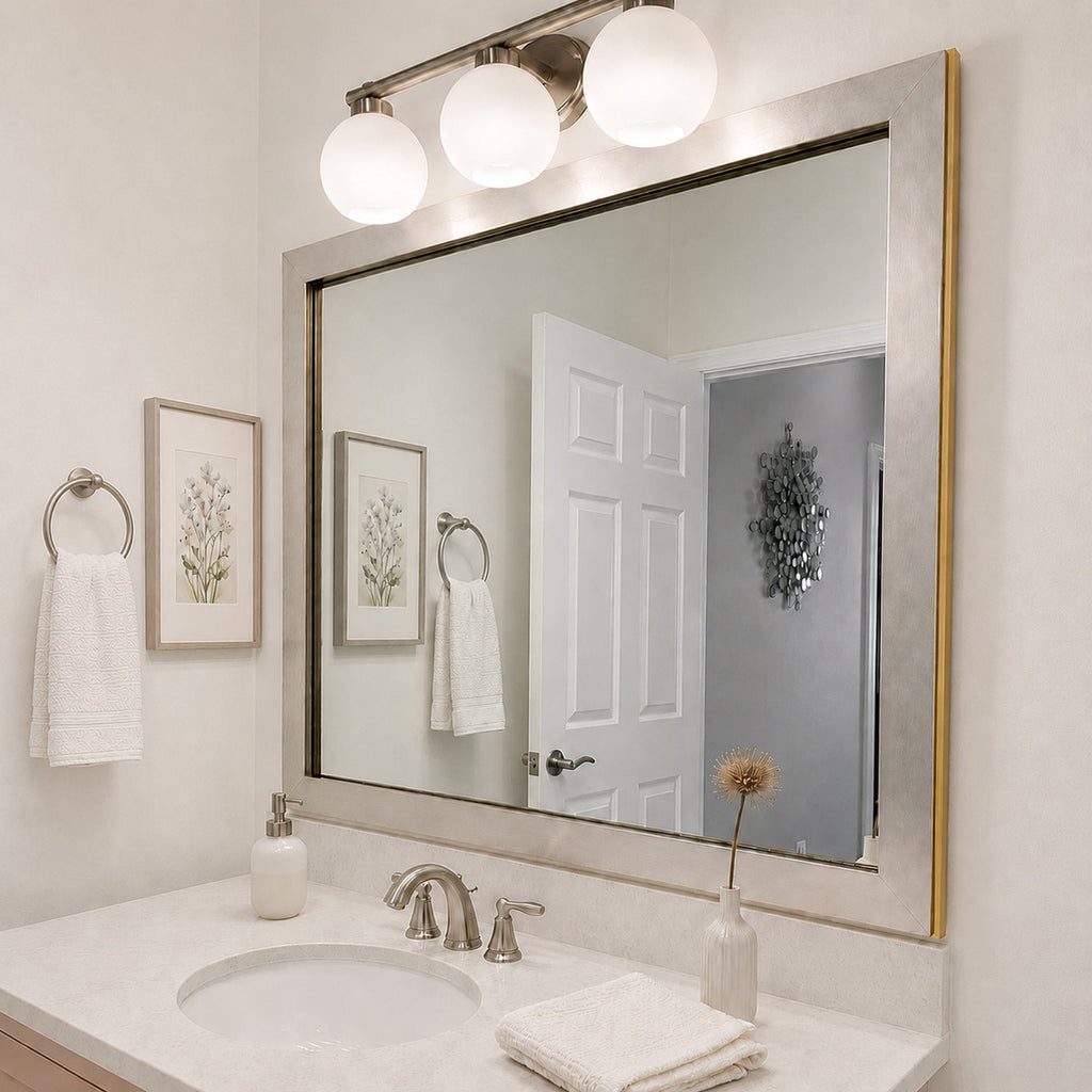 Mirror Frame Kit, French Quarter Vintage Platinum, MDF Construction for Existing Wall-Mounted Mirrors and Bathroom Refreshes image 4