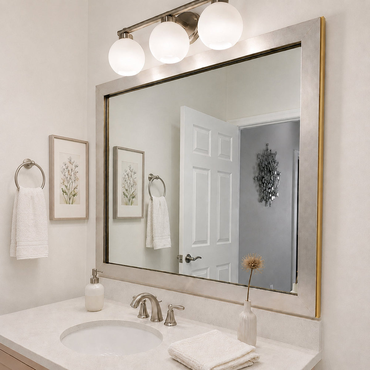 Mirror Frame Kit, French Quarter Vintage Platinum, MDF Construction for Existing Wall-Mounted Mirrors and Bathroom Refreshes image 4