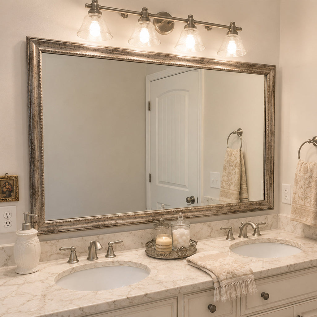 Mirror Frame Kit, Grandezza Aged Silver for Bathroom Vanity Mirrors and Home Mirror Framing, 12 Size Options image 3