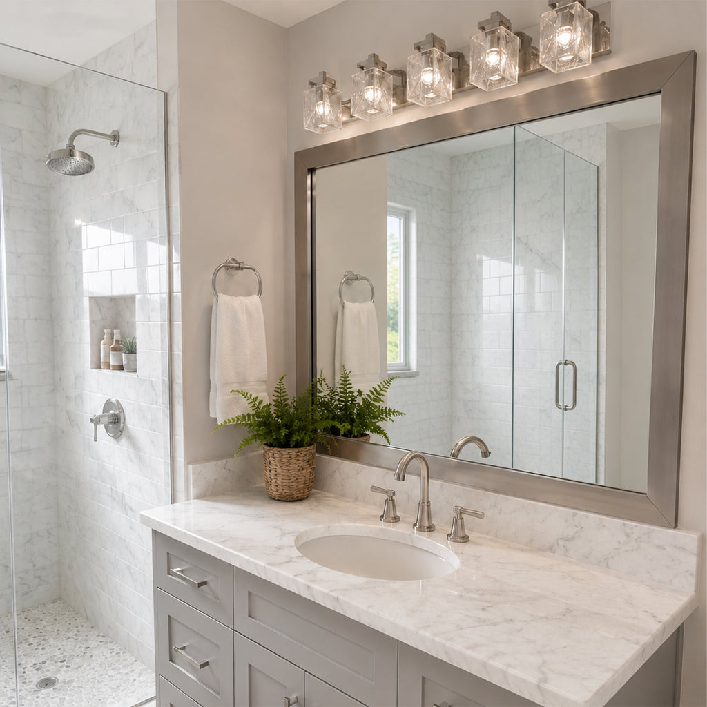 Mirror Frame Kit, Highline Satin Nickel Slim, MDF Construction for Bathroom Vanity Mirrors and Home Mirror Framing, 12 Size Options image 3