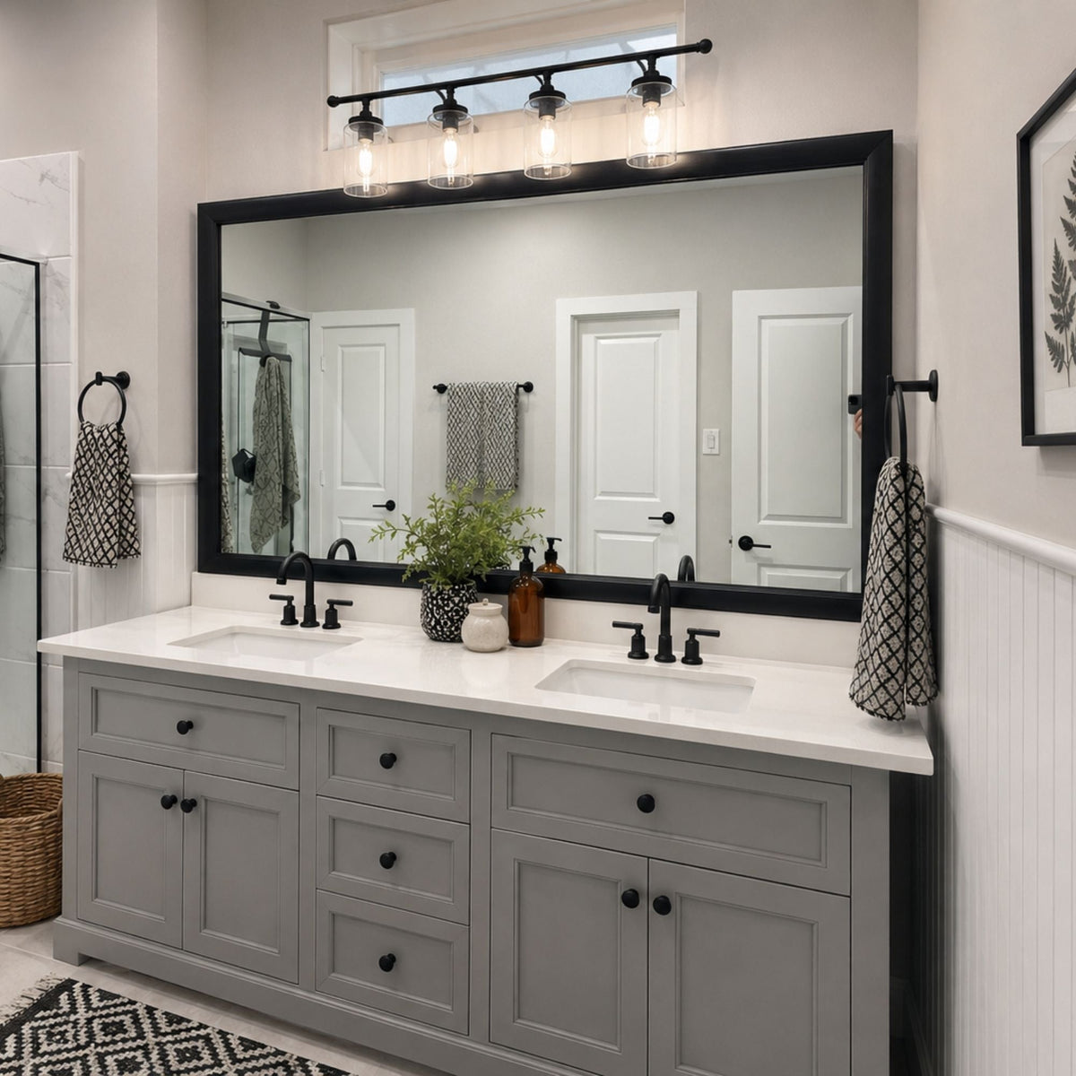 Mirror Frame Kit, Pemaquid Black Slim, MDF Construction for Existing Wall-Mounted Mirrors and Bathroom Refreshes, 12 Size Options image 3