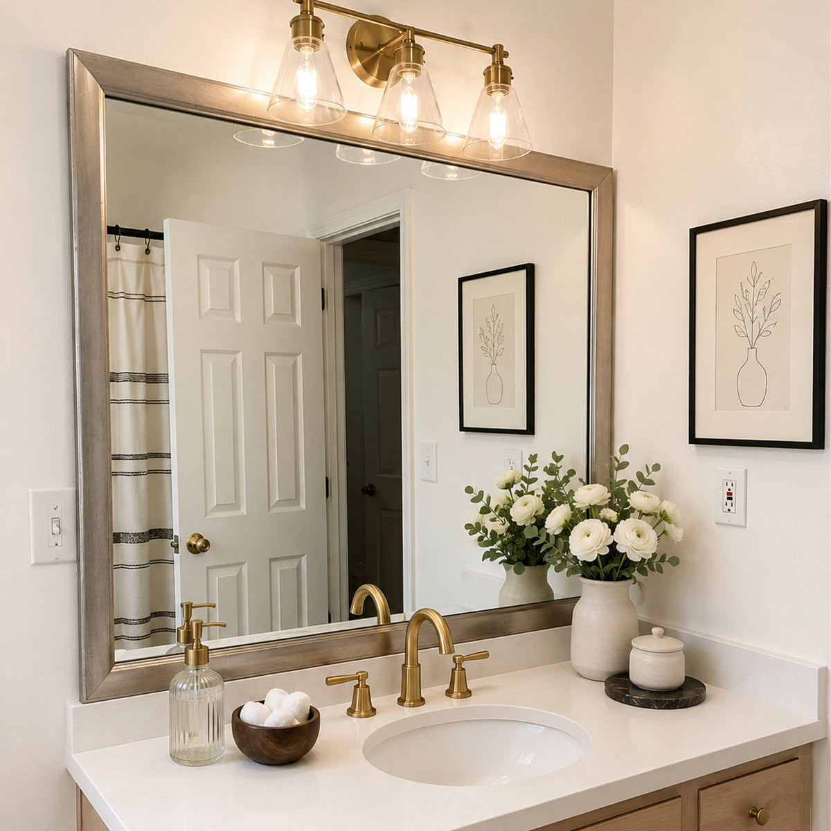 Mirror Frame Kit, Pemaquid Old World Silver, MDF Construction for Existing Wall-Mounted Mirrors and Bathroom Refreshes, 12 Size Options image 5