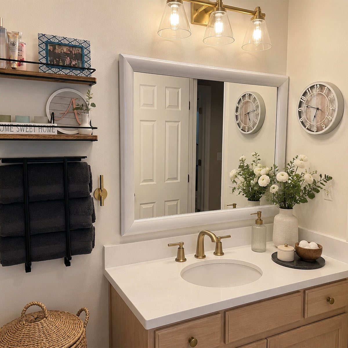 Mirror Frame Kit, Pemaquid Porcelain White, MDF Construction for Existing Wall-Mounted Mirrors and Bathroom Refreshes, 12 Size Options image 3