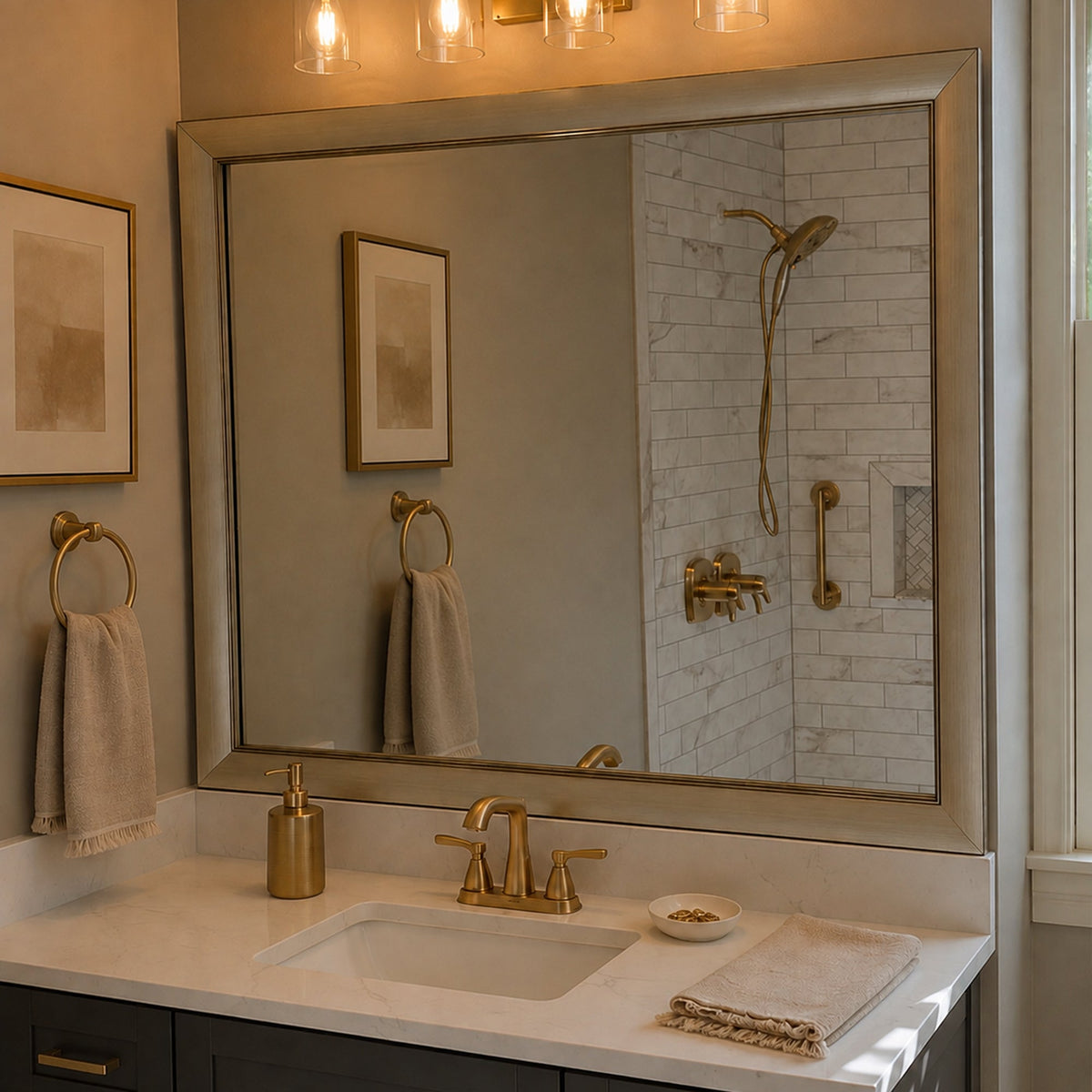 Mirror Frame Kit, Solana Modern Gold, MDF Construction for Existing Wall-Mounted Mirrors and Bathroom Refreshes, 12 Size Options image 4