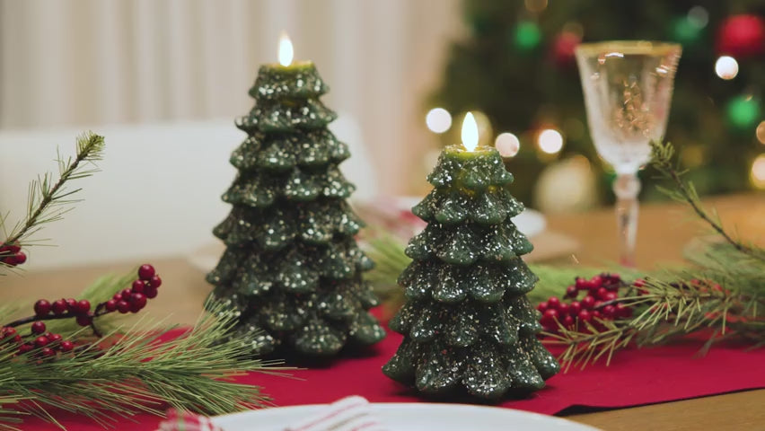Home Fragrance, Green Glitter Tree Flameless Candle for Entryways, Bedrooms and Everyday Home Ambience, 2 Size Options video 12