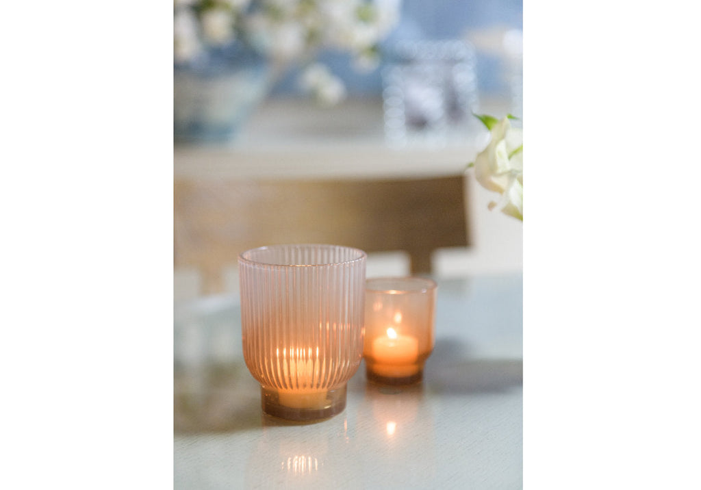 Votive Candle Holder, Smoky Ribbed Ombre Design for Tabletop Candle Arrangements, Decorative Flower Displays and Home Styling image 2