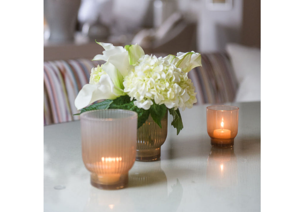 Votive Candle Holder, Smoky Ribbed Ombre Design for Tabletop Candle Arrangements, Decorative Flower Displays and Home Styling image 6
