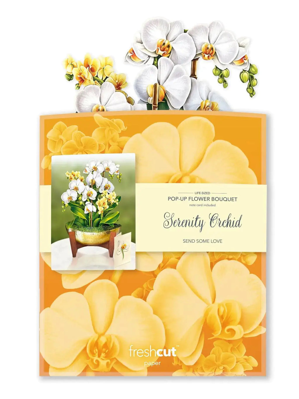Pop-Up Paper Orchid Bouquet, White and Yellow Blossoms for Home Decor and Decorative Flower Gift Displays image 6