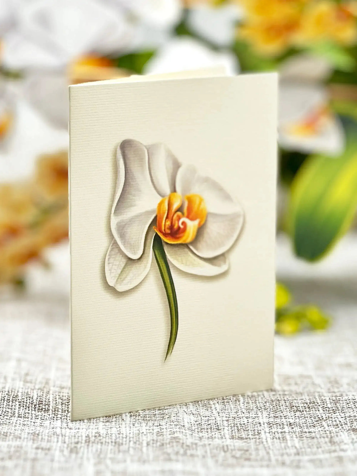 Pop-Up Paper Orchid Bouquet, White and Yellow Blossoms for Home Decor and Decorative Flower Gift Displays image 5