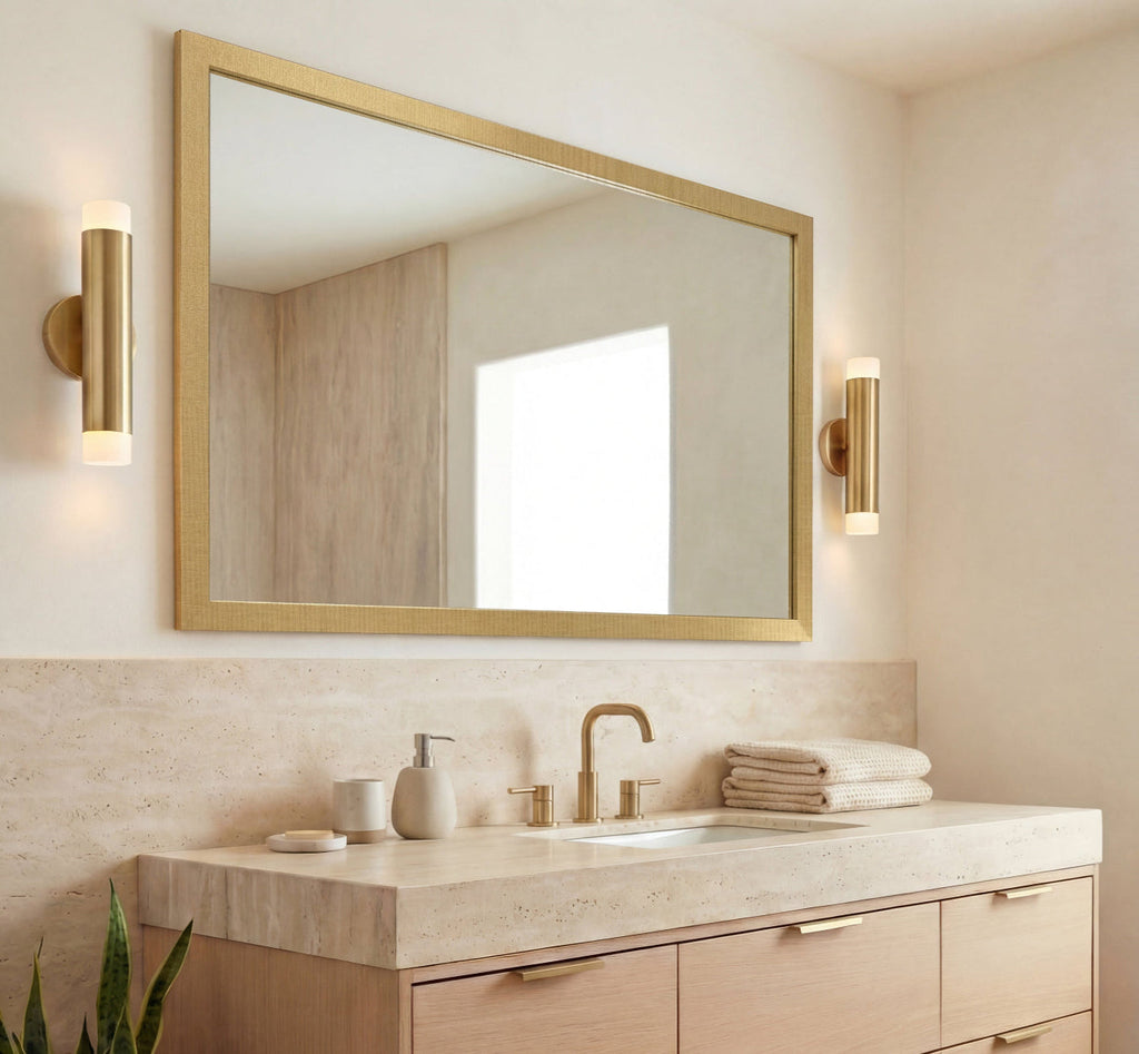 Mirror Frame Kit, Highline Woven Gold Slim, MDF Construction for Existing Wall-Mounted Mirrors and Bathroom Refreshes, 12 Size Options image 4