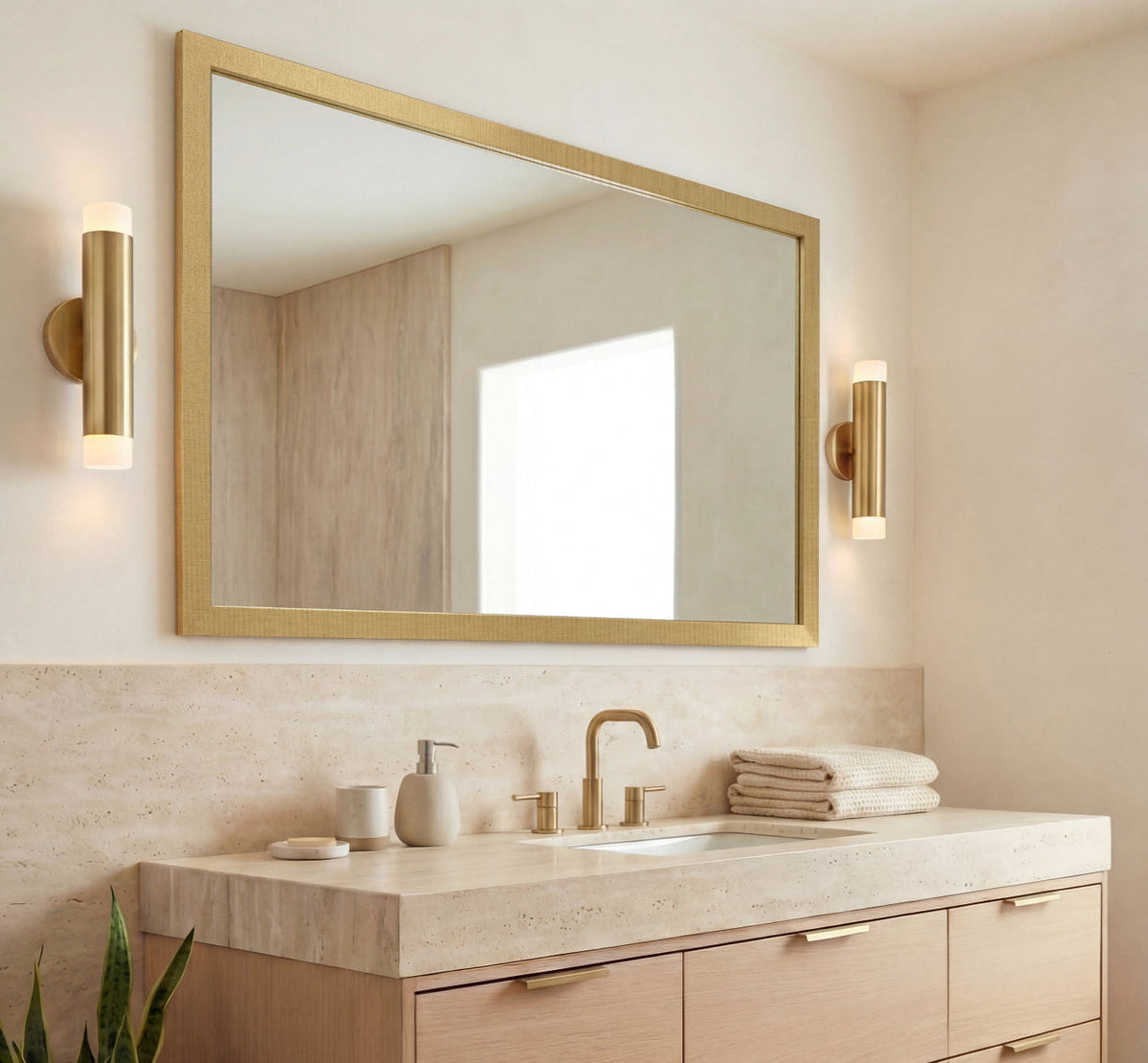 Mirror Frame Kit, Highline Woven Gold Slim, MDF Construction for Existing Wall-Mounted Mirrors and Bathroom Refreshes, 12 Size Options image 4
